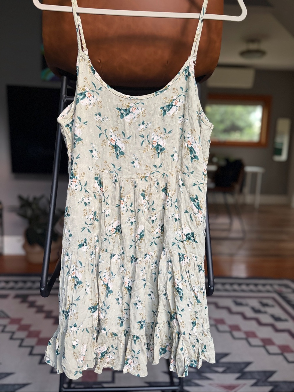 Floral Tiered Flutter Sundress - Sage Green